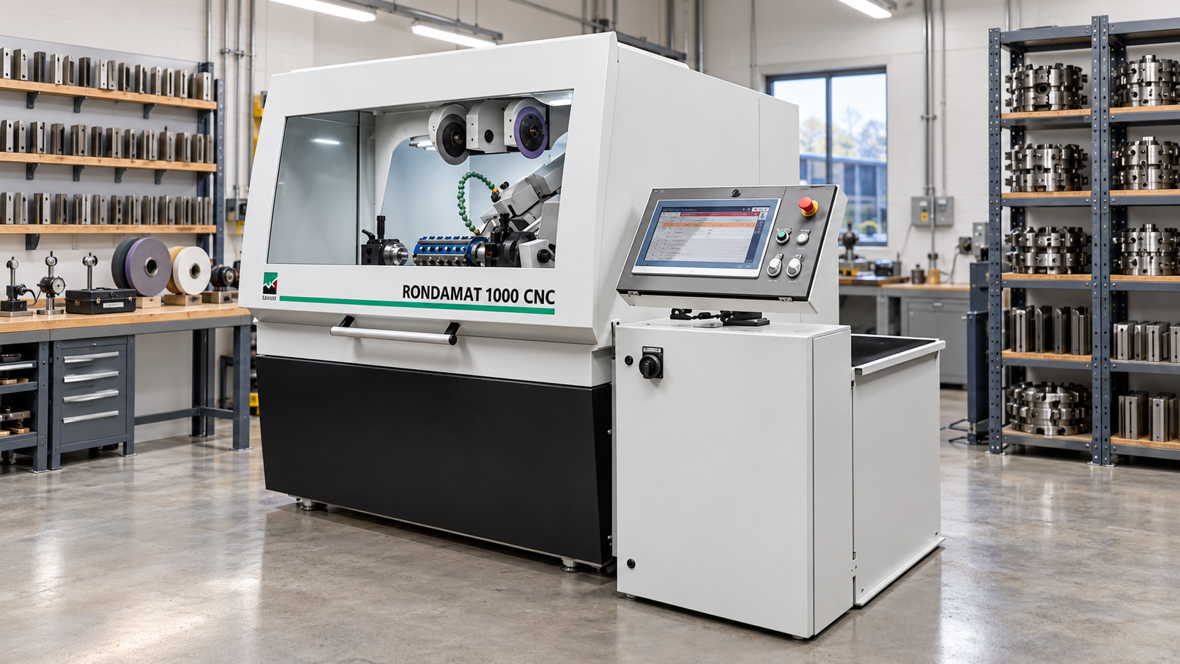 Rondamat 1000 CNC knife grinding centre in the grinding room