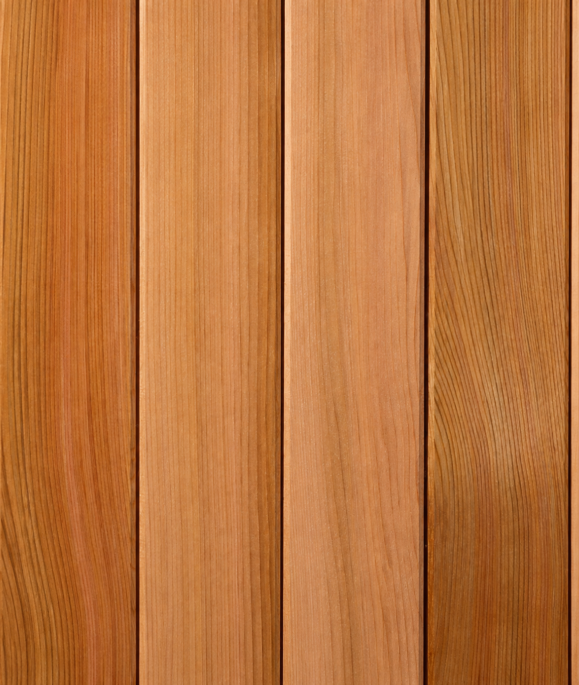 Vertical grain Western Red Cedar siding boards