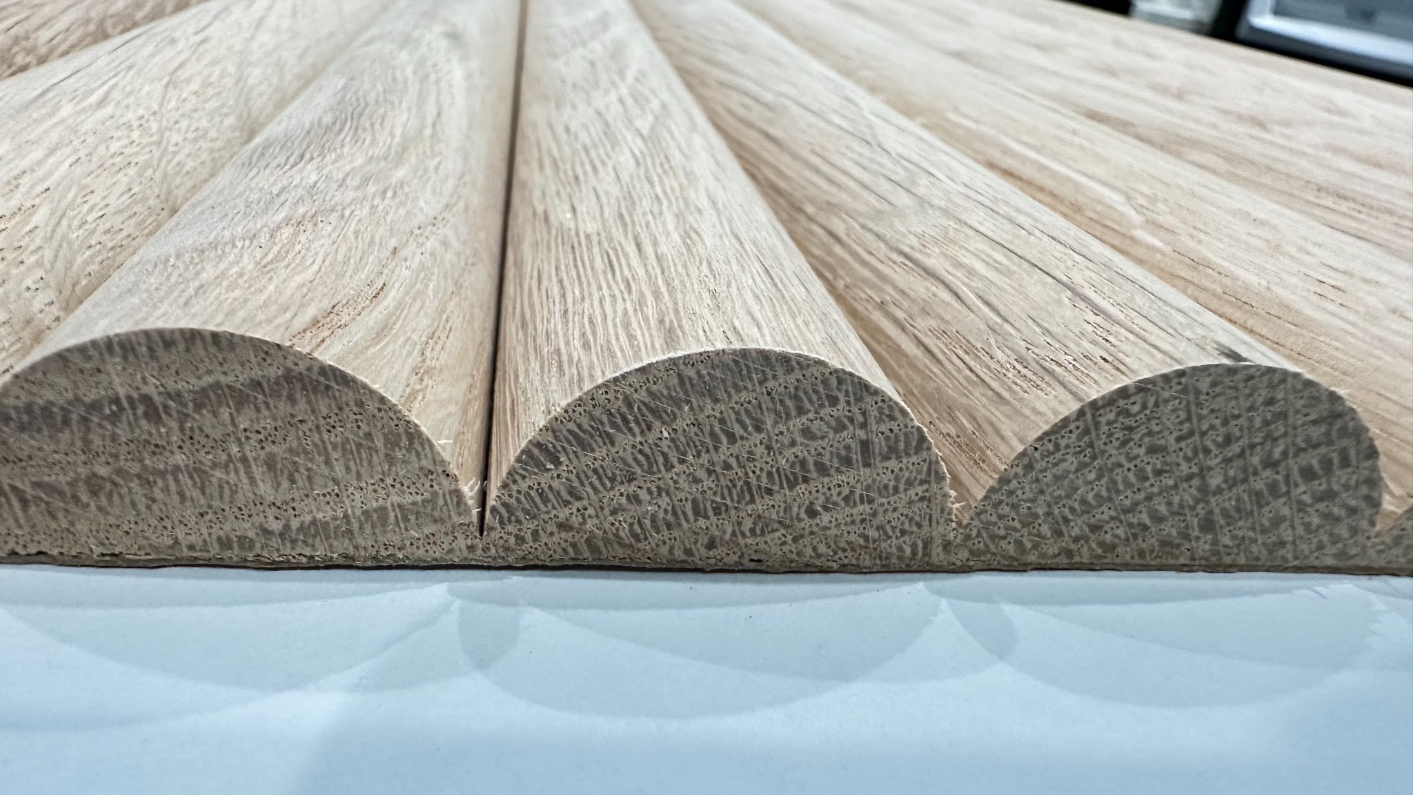 End view of half-round Tambour profile samples