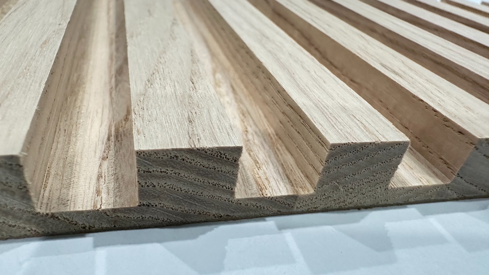 End view of square channel Tambour profile samples
